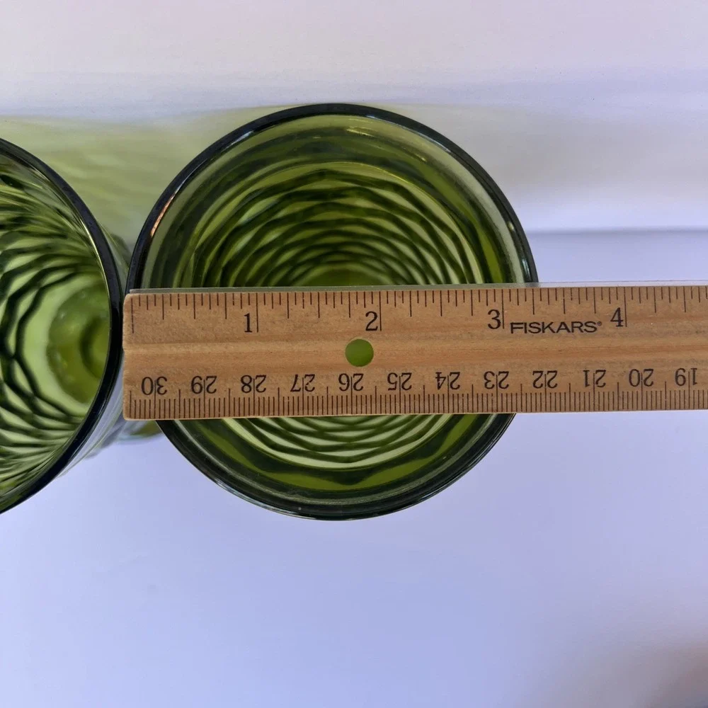VTG Indiana Glass Whitehall Avocado Green Cubist 6